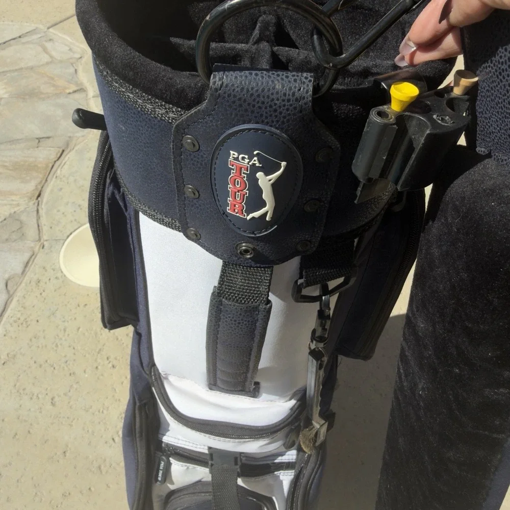 PGA Tour Golf Bag Baby Blue And White Leather And Fabric Great Condition